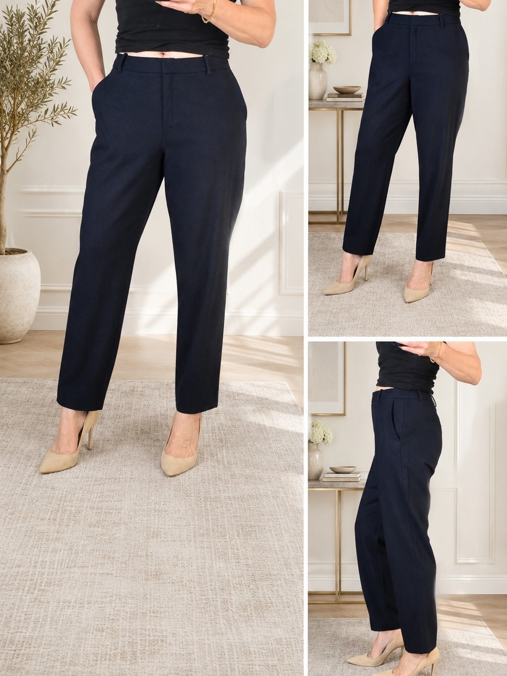 MM. LaFleur Navy Straight-Leg Tailored Pants